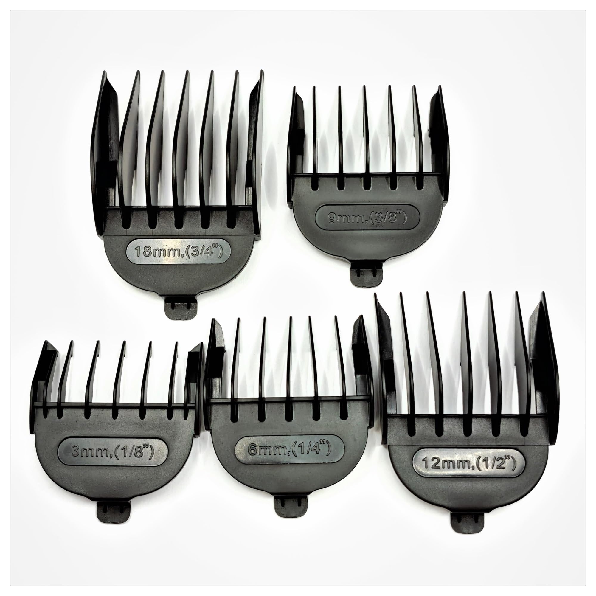 Juego De Peines Cortapelos De 3 Mm, 6 Mm, 9 Mm, 12 Mm Y 18 Mm