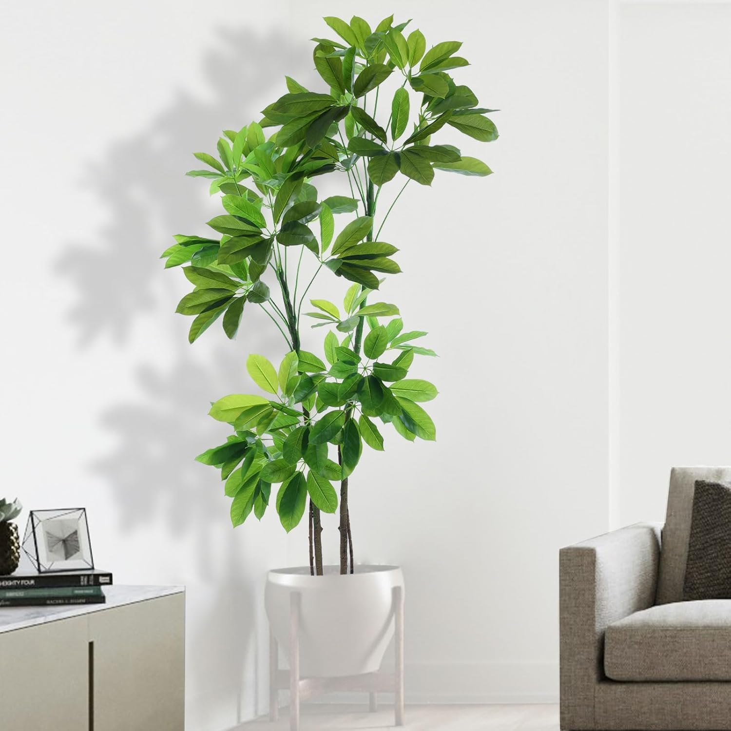 Artificial Umbrella Tree 6FT, Realistic Money Tree with Silk Leaves, (Does not Include Flower Pot) Tall Fake Plants for Indoor, Home, Office, Living Room, Patio, and Porch Decor Fake Tree - Dayesan Tree - 6.3ft