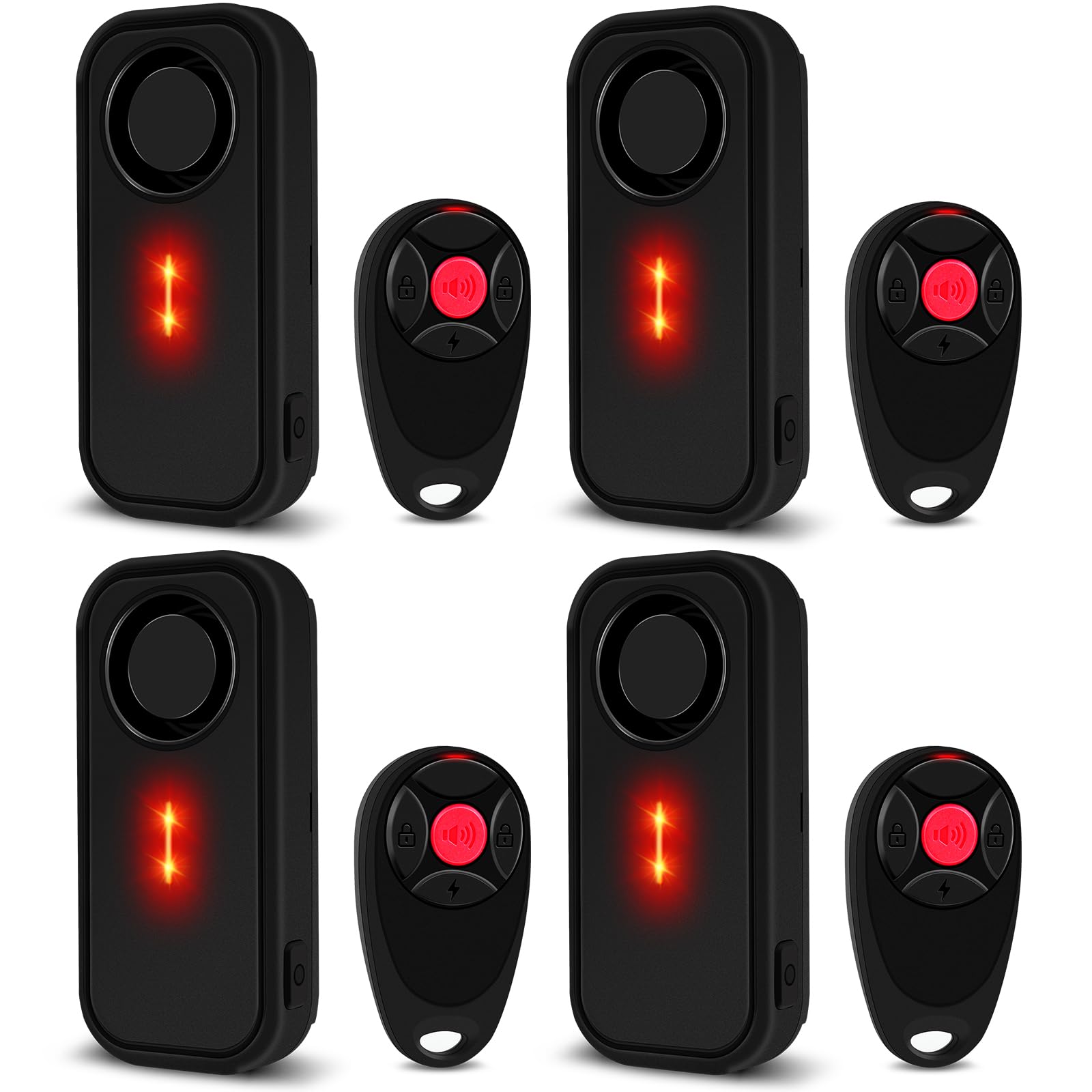 USUPERINK Bike Alarm System Anti Theft, 113dB Bike Alarm, Motion Alarms for E-Bike Motorcycle Scooter Bicycle Security Alert Vibration Warning Interior Safety Red LED Light IP66 Waterproof,4Pcs