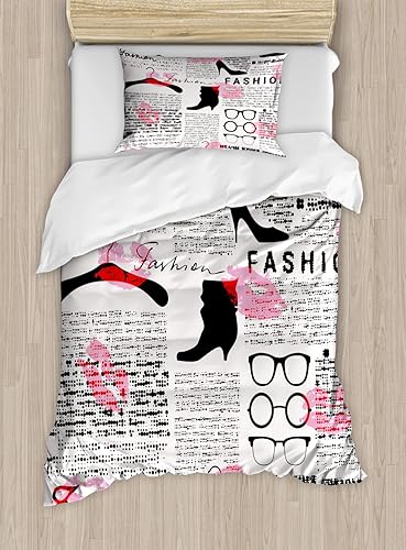 Miniatura 444 de Ambesonne Juego de funda de edredón de brújula, ilustración de mapa del mundo, marinero marítimo, equipo de vida monocromático, juego de ropa