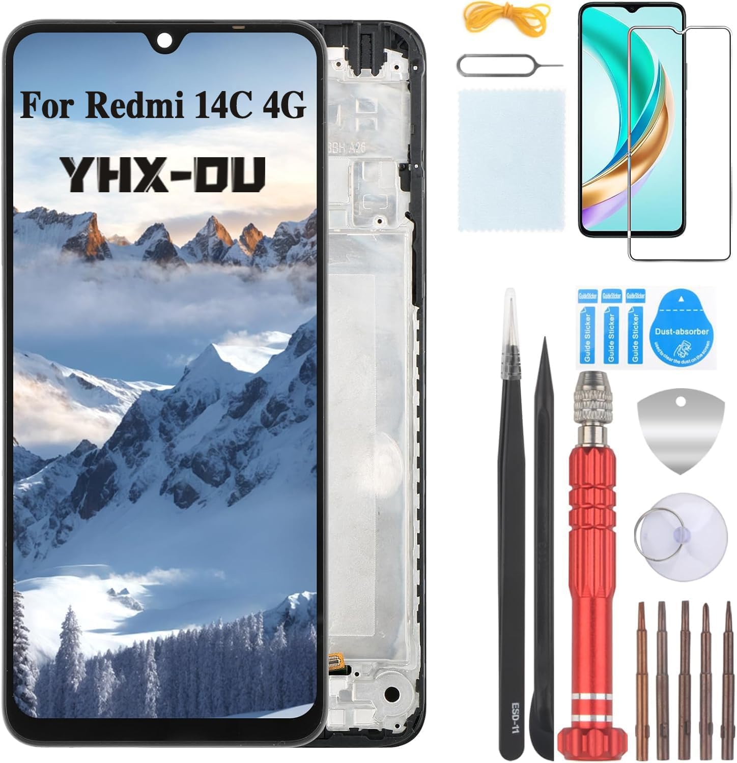 Pour Xiaomi Redmi 14C 4G 2411DRN47C 2409BRN2CA 2409BRN2CG 2409BRN2CY Écran LCD Écran Tactile Remplacement Cadre Noir