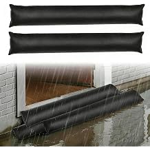 2-Pack 5ft Reusable Water Activated Flood Barriers | Sandless Sandbags for Flooding Protection | Quick-Expansion Absorbent Barrier for Doors, Garage, Basement Black