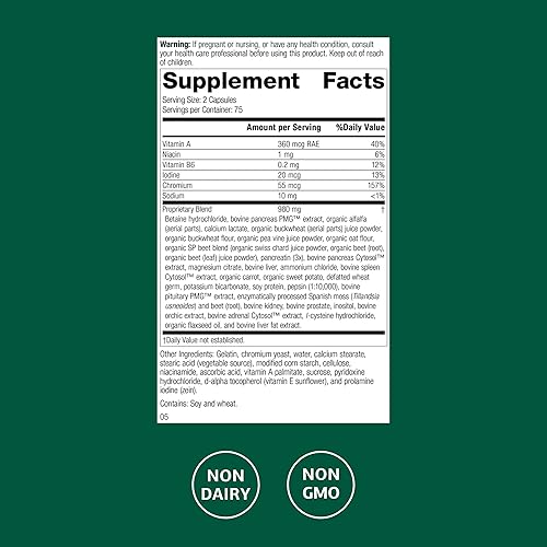 Miniatura 2 de Standard Process Diaplex - Suplemento para el páncreas y la vesícula biliar - Contiene cromo y vitamina A antioxidante - No lácteos - 150 cápsulas