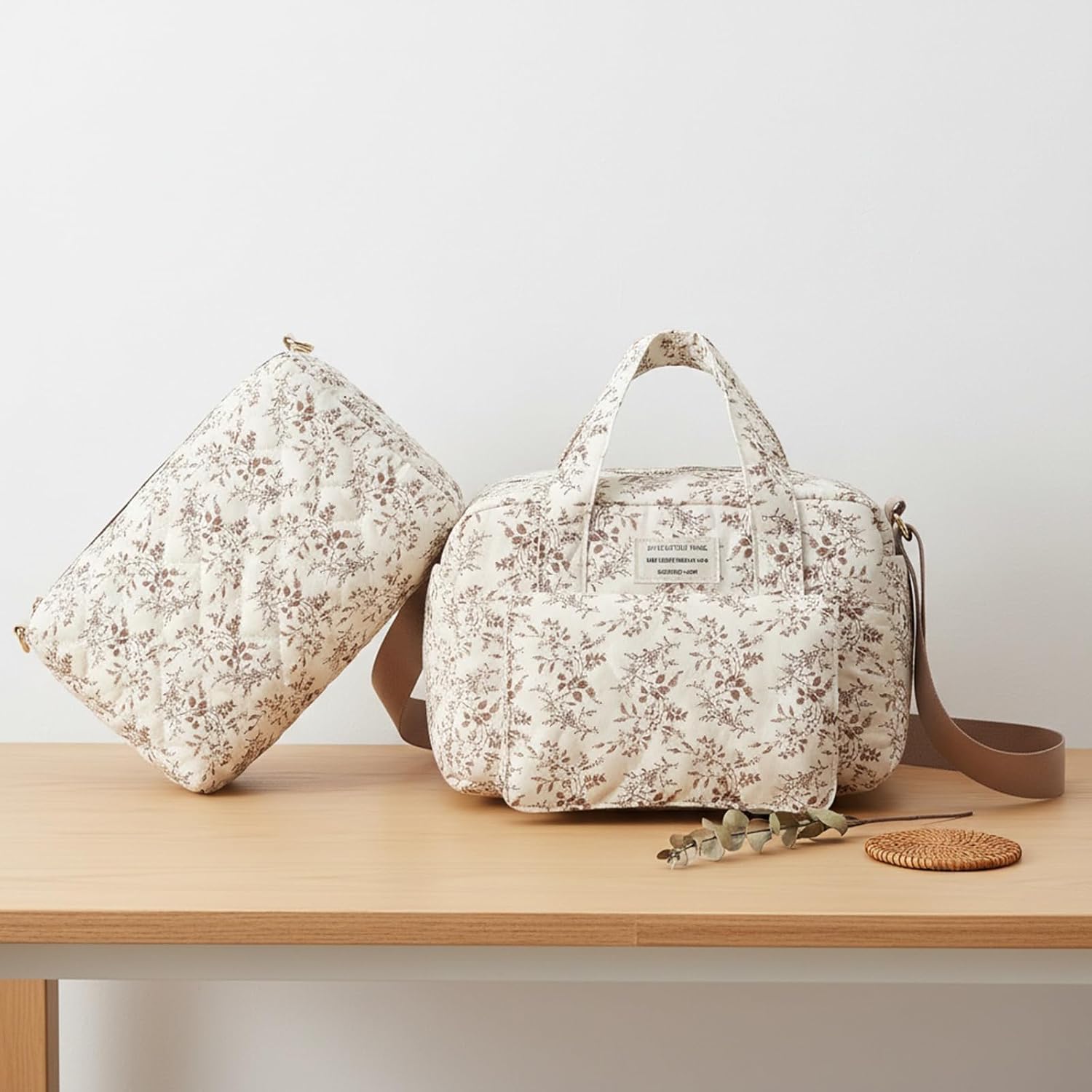 Lushandy Small Diaper Bag Tote, Quilted Puffy Diaper Bag Crossbody Mini Floral Baby Travel Bags for Girl Mommy Bags image 3