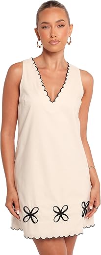 Petal & Pup Women's Thalia Mini Dress Cream Black