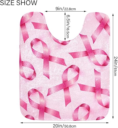 Miniatura 4 de Tapete de baño suave y absorbente para el mes de concientización sobre el cáncer de mama, tapetes de baño antideslizantes, lavables a máquina, juego