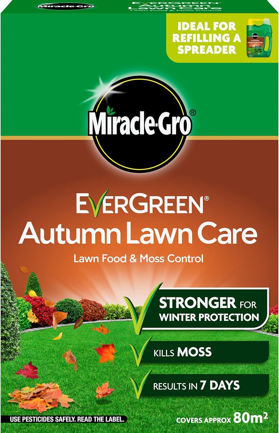 Miracle Gro Premium Autumn Lawn Feed & Moss Killer for Greener, Healthier Grass – Strengthens Roots, Prevents Moss Regrowth, Protects Lawn Through Winter – Professional Lawn Care (80m2 - Carton)
