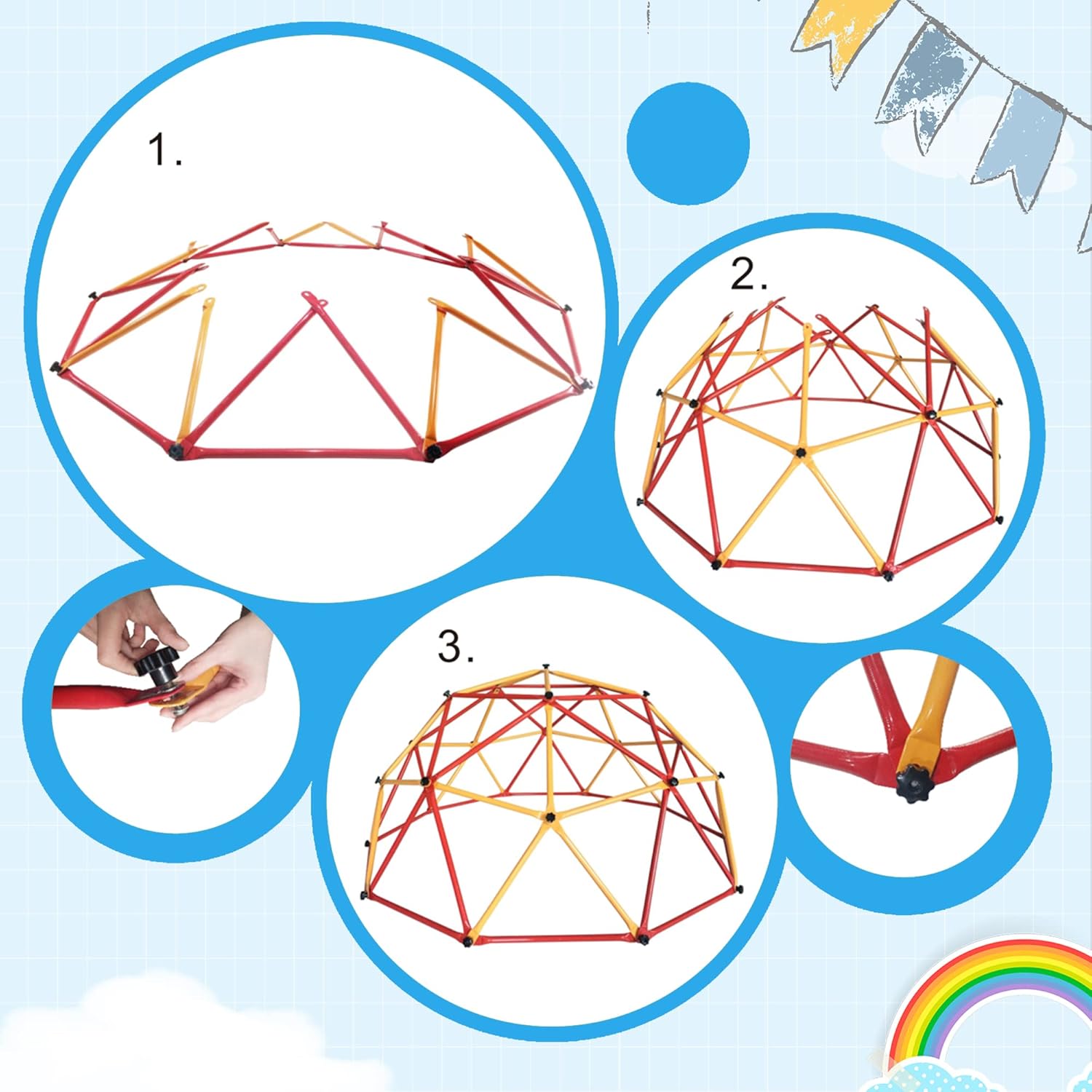 JAXPETY Climbing Dome, 7FT Outdoor Jungle Gym for Kids Ages 4-8, Toddler Monkey Bars for Backyard, Doorway Playground Climbing Structures for Toddler Climbing, Montessori Climbing Set for Dome Climber