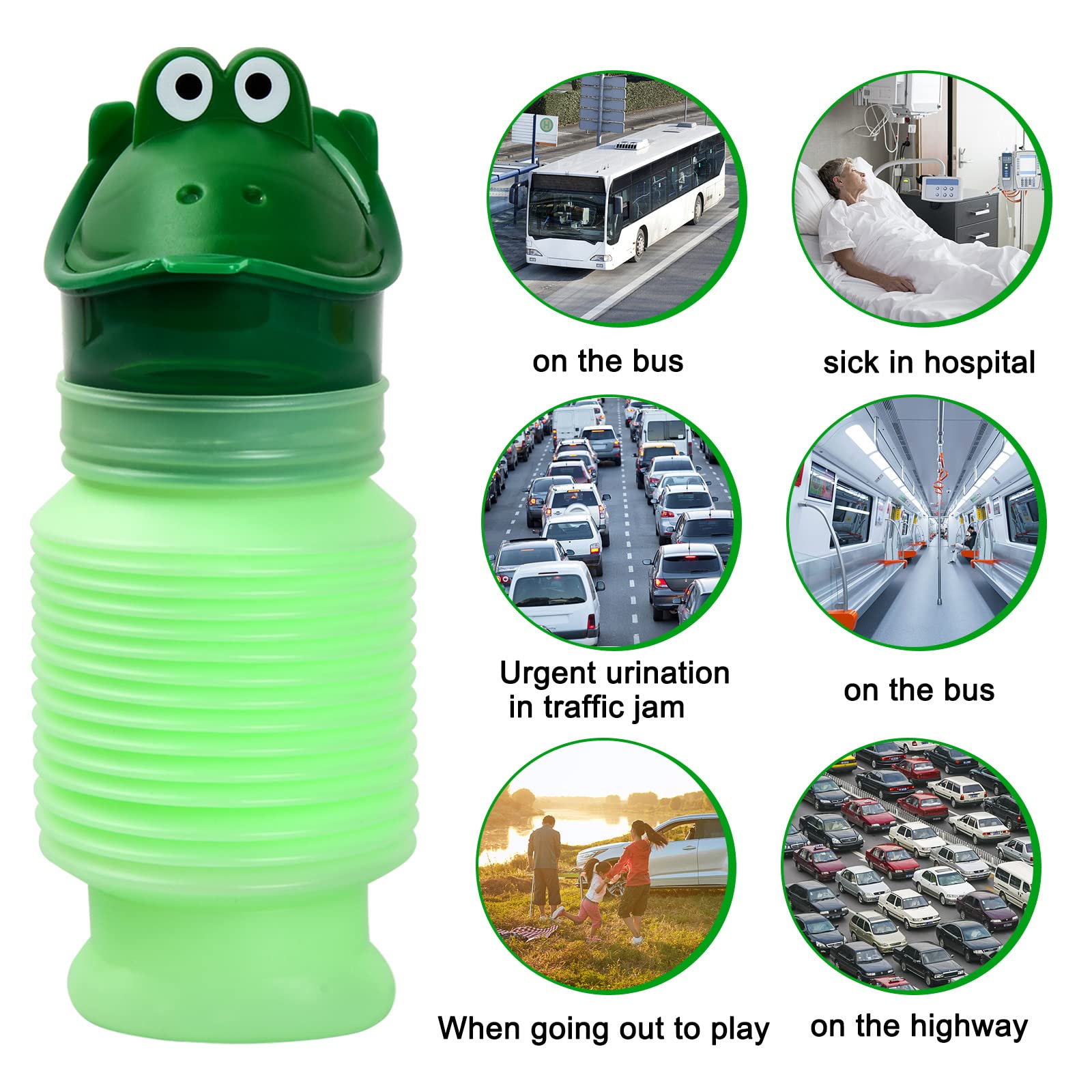 Orinal de Emergencia 600 ml, Orinario de Viaje Niños, Orinal Portátil, Inodoro a Prueba de Fugas, Retráctil Botella de Orina Bebé, Urinario de Emergencia para Coche Viaje Camping Atascos Cola
