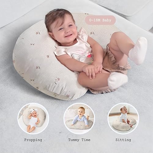 Miniatura 3 de Little Grape Land Almohada de lactancia, suave almohada de lactancia 100% algodón con funda extraíble de muselina transpirable, almohadas de