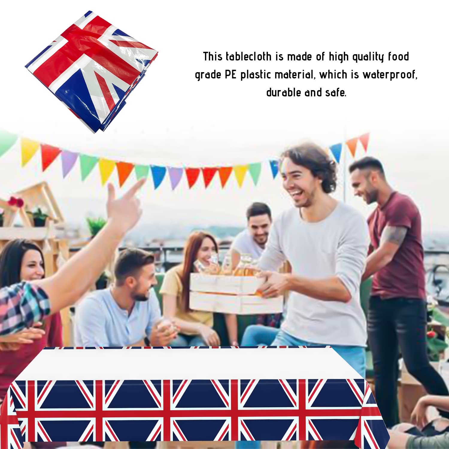 Union Jack Tischdecke Aus Kunststoff – 137 X 182 Cm, Perfekt Für Jubiläumspartys & Britische Mottotage