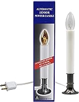 Vista 1 de Creative Hobbies Lámpara de vela eléctrica para ventana con base chapada en peltre, sensor del atardecer al amanecer enciende la vela