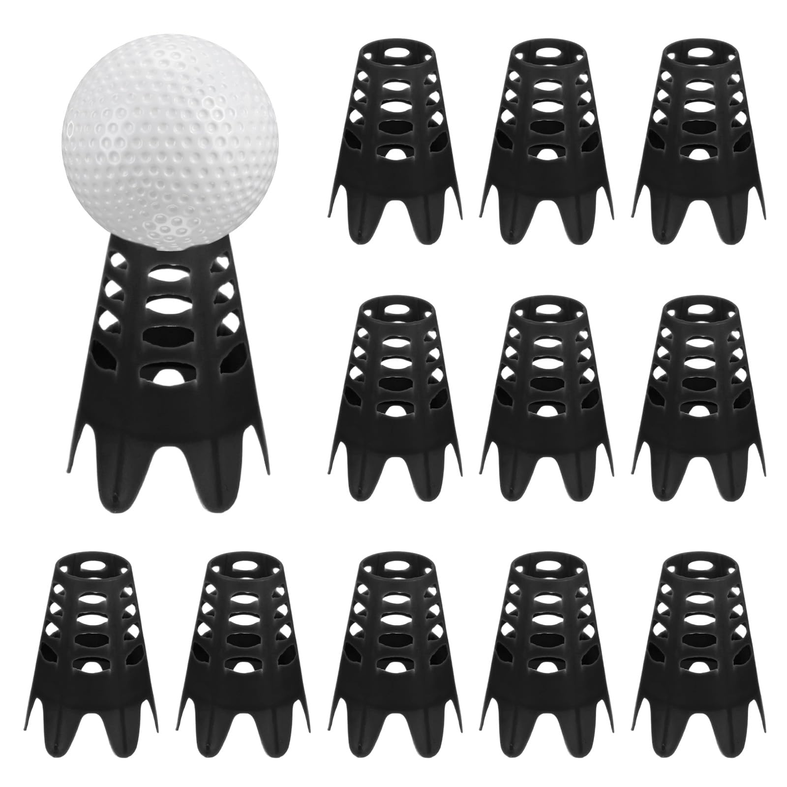 TIXIPEM Golf Simulator Tees [12PCS] - Plastic Golf Tees Use for Home & Outdoor & Indoor Driving Range & Winter Turf - [Black - 1.77 IN]