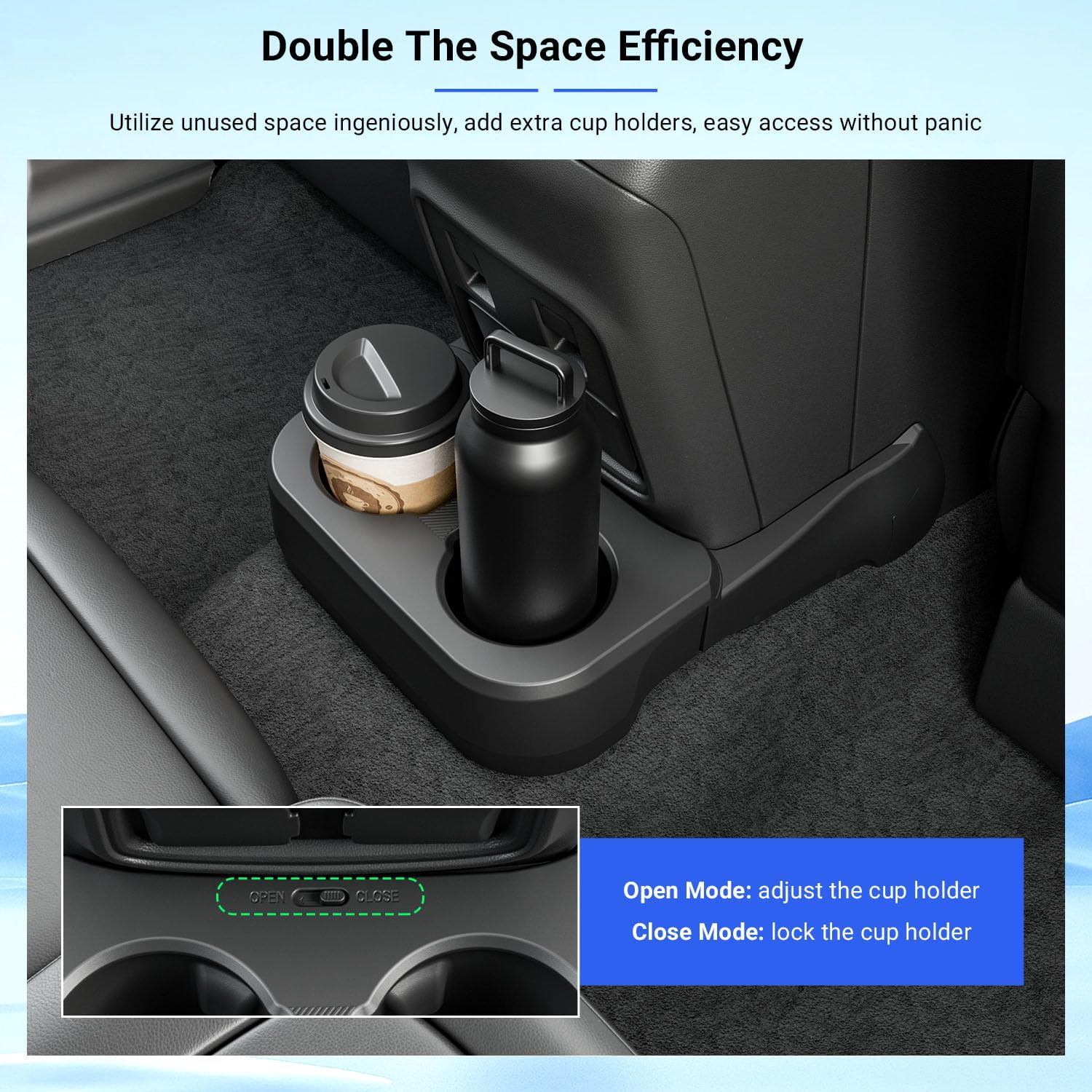 PTYYDS Rear Dual Cup Holder Compatible with 2021-2024 Ford Bronco 2/4 Door Removable Rear Cup Holder Inserts Not for Sport ABS Drink Stopper Replacement for 2021-2024 Ford Bronco Accessories