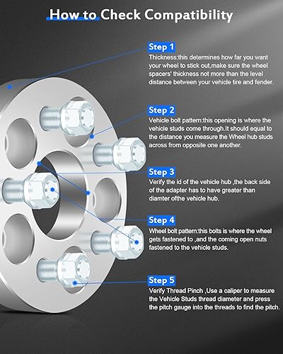 Miniatura 3 de Separadores de Ruedas de 1 pulgada 5x100 a 5x100, travesaños de 12 x 1.25 Adaptadores de 25 mm, 071016