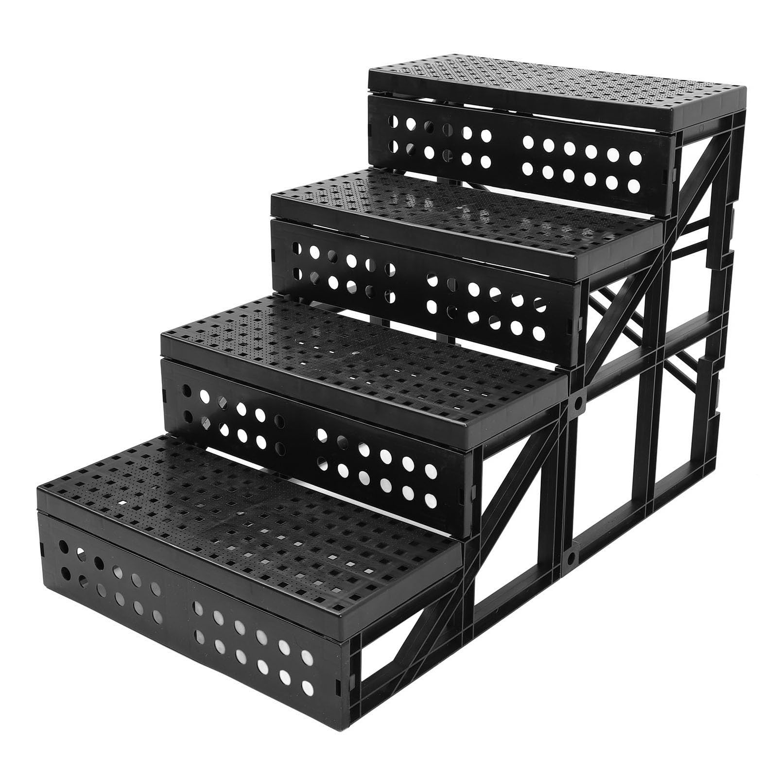 Hundetreppe Fürs Bett, 4-stufige, Höhenverstellbare, Faltbare, rutschfeste Hunderampe, Haustiertreppe für Hohe Betten mit Tragbarem Design für Kleine, Große, Mittelgroße Hunde und Katzen