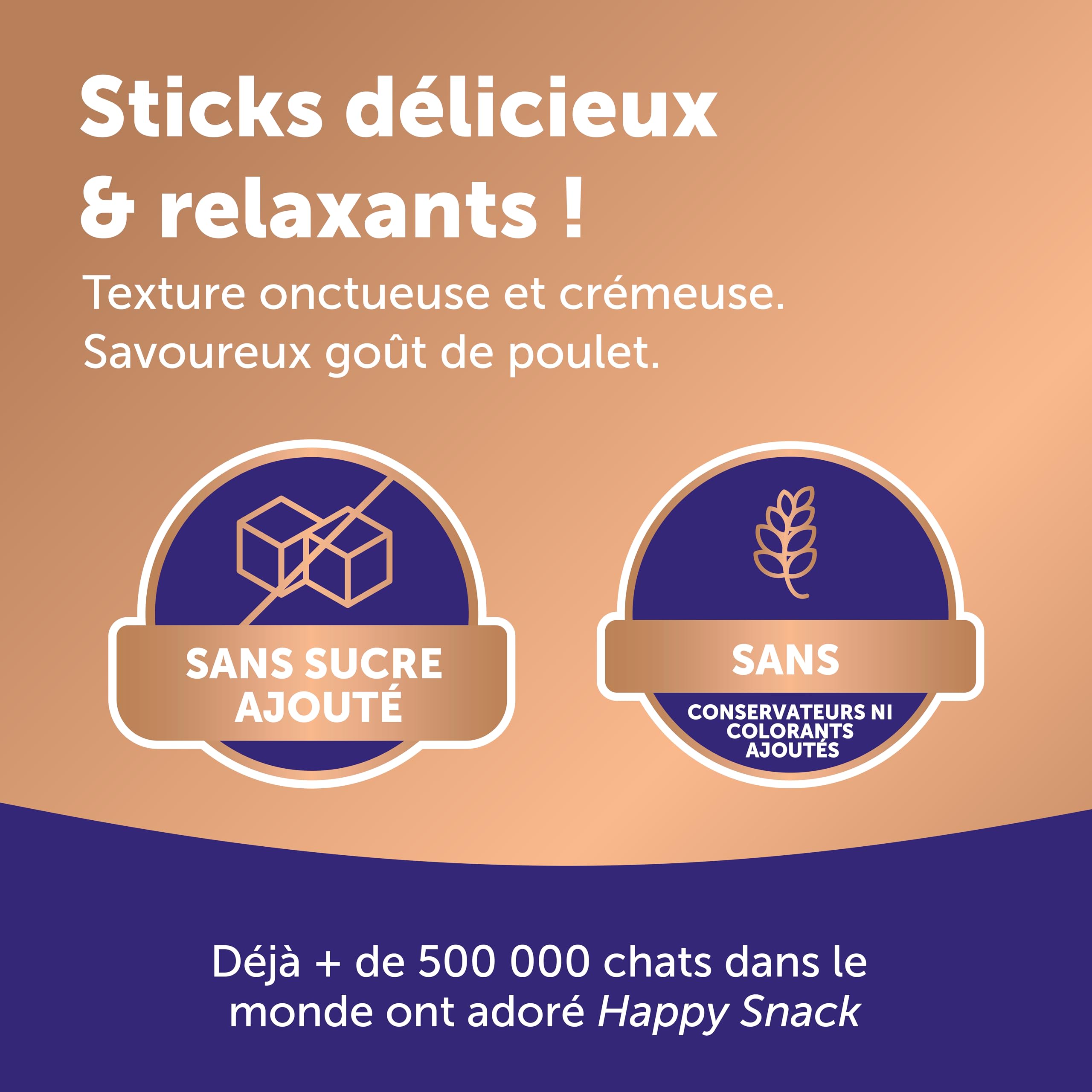 Happy Snack by FELIWAY - Pack de 5 boits - Friandise Onctueuse Relaxante pour Chat - Appréciée par 86% des Chats - sans Somnolence - Au Poulet - 30 Sticks de 15g