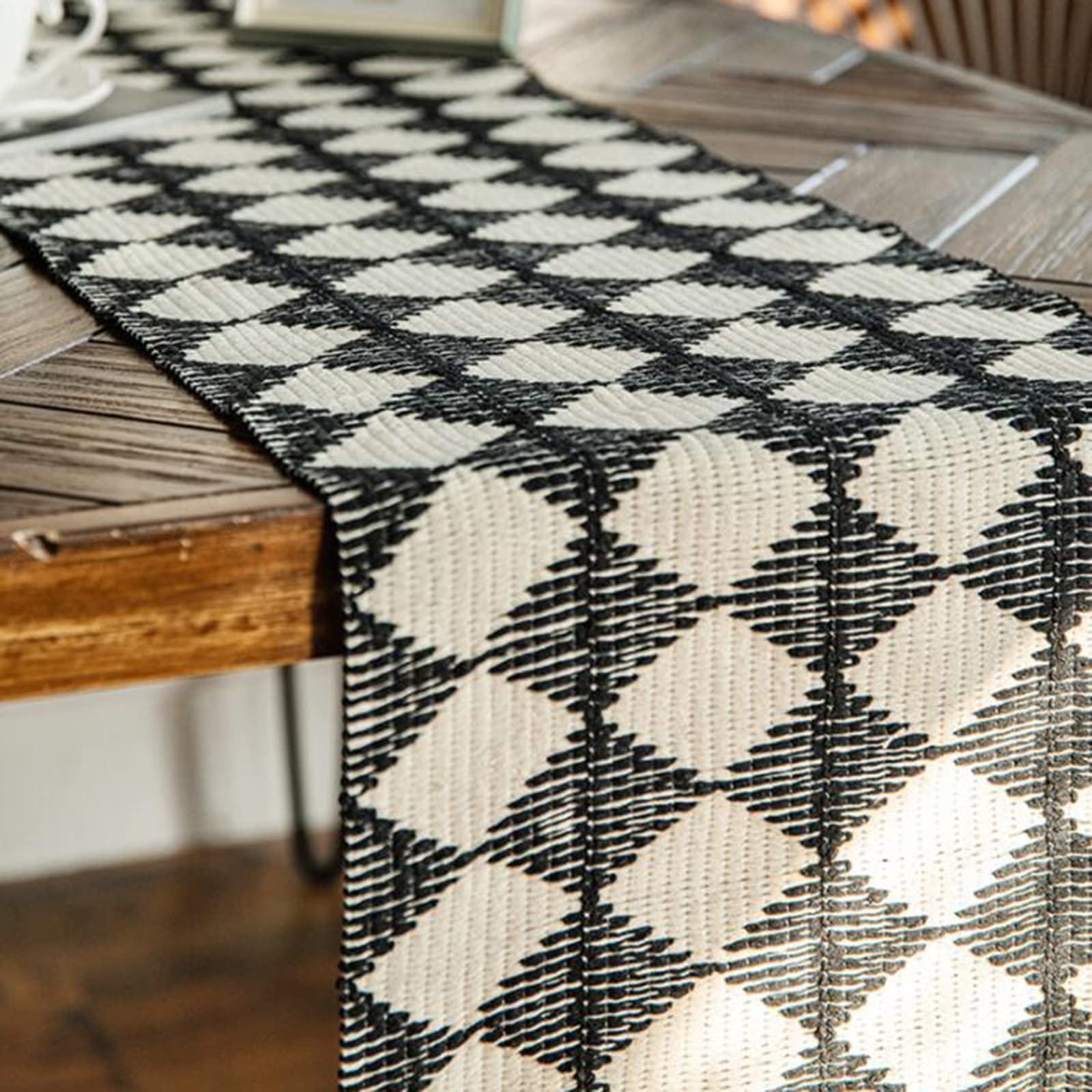 Chemin de Table à Franges en Coton et Lin, Chemin de Table à Manger ou Commode Gris à Point d'ourlet Fait à la Main pour Mariage, décoration de Festival (Couleur : Blanc, Taille : 30 * 180 cm)