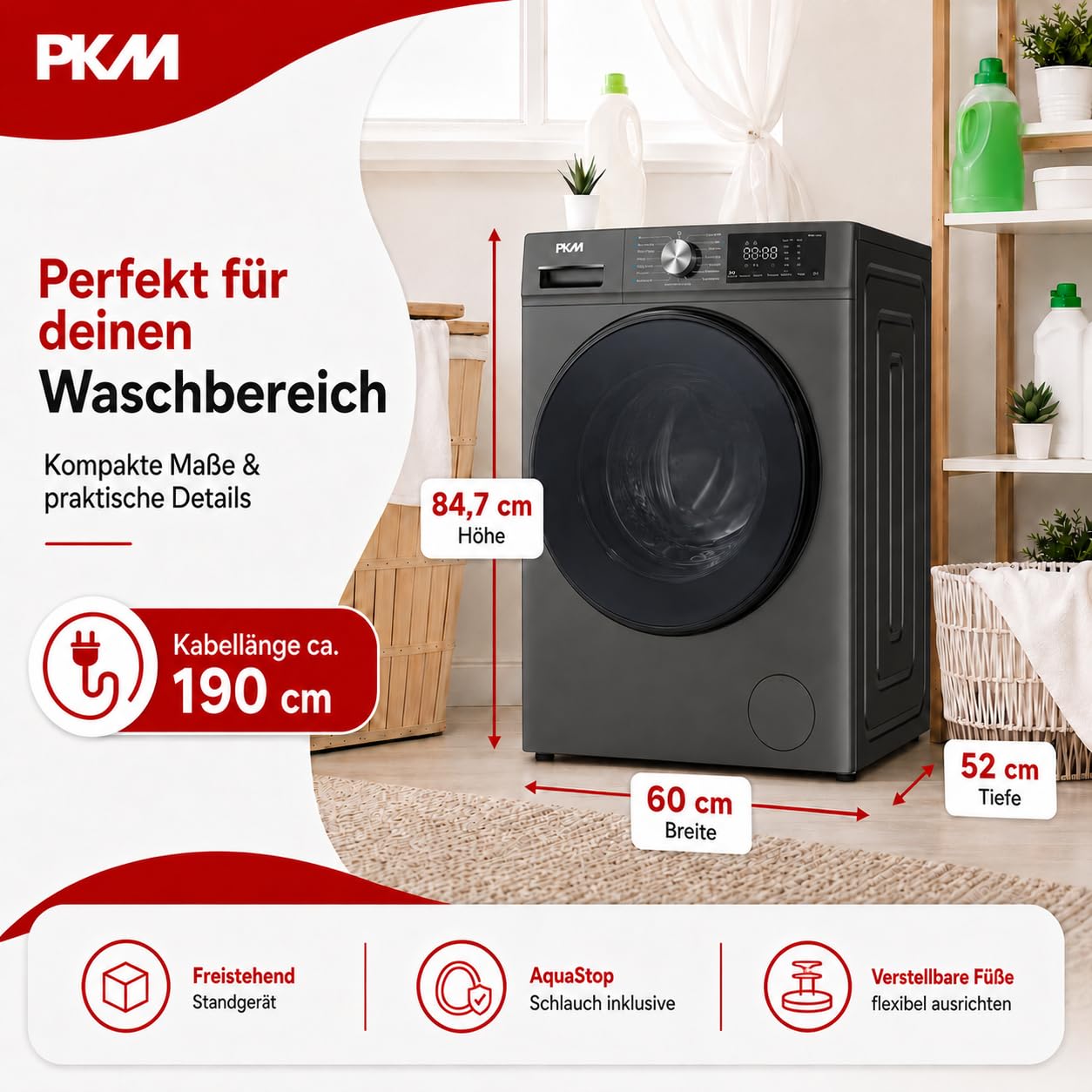 PKM Waschtrockner WT8+5ADG 8kg Waschen 5kg Trockner