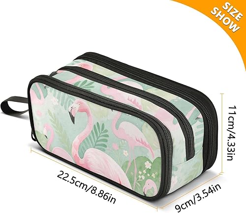 Miniatura 3 de Nylon Pencil Bag School Supplies Jungle Animal Flamingo Pink Green Big Capacity Pencil Case With Zipper Stationery Organizer for Preppy School