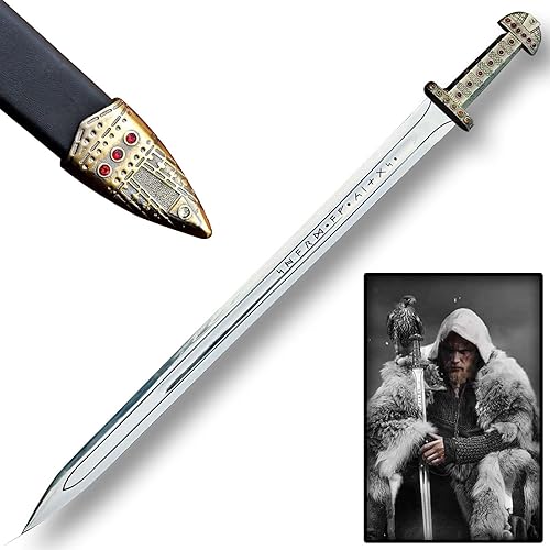 Espada vikinga, réplica nórdica hecha a mano, espada larga medieval de espiga completa para cosplay y coleccionistas para él
