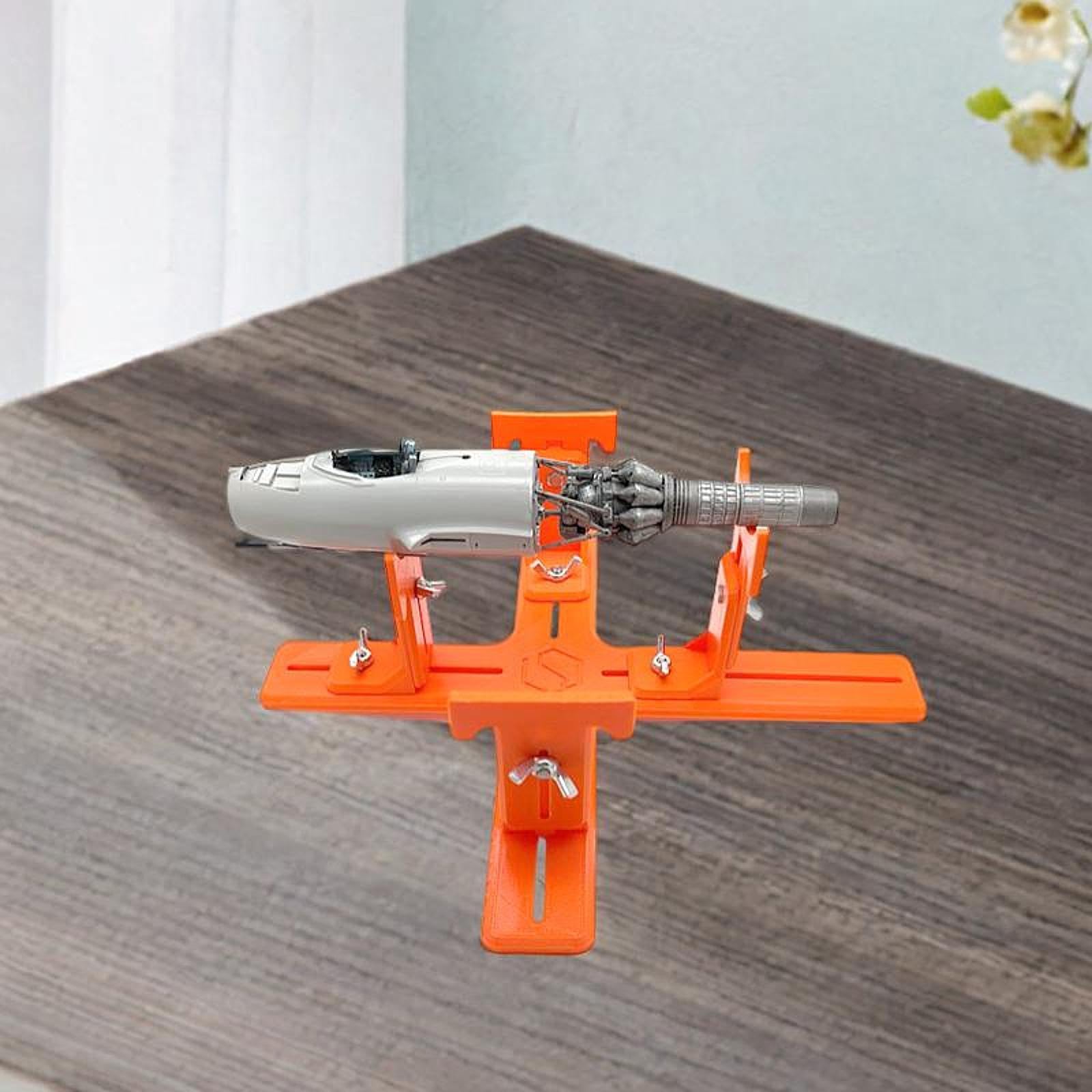 Soporte para Avión a Escala Soporte Giratorio Base Expositor Herramienta de Pintura Material PP Compacto Resistente Adecuado para Maquetas de Hobby Ta, Stand de Naranja