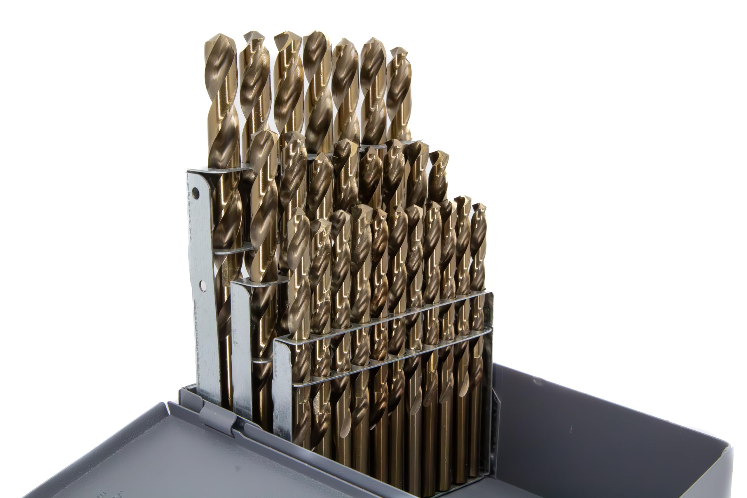 Drill America D/ASTCO Series - Juego de brocas para máquina de perforación de cobalto (26 - 60 piezas, 1/16" - 1/2", #1-60, A-Z), punto dividido de 135 grados, acabado en óxido de oro, vástago redondo, "A" - "Z", 1
