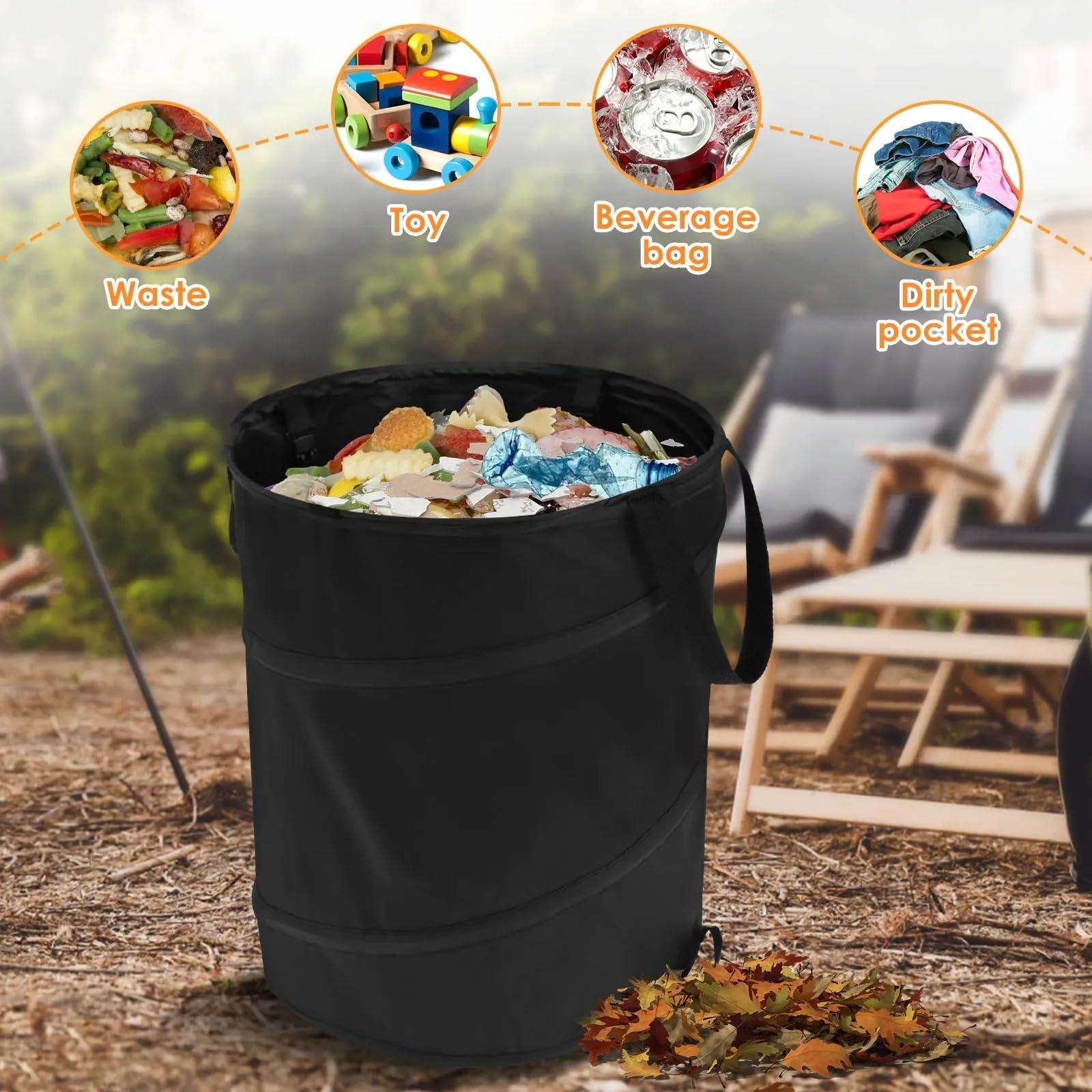 Sacco per rifiuti da giardino 1/2 pezzi, foglia 37,8 litri, pieghevole, di grande capacità, salvaspazio Sacco detriti giardino