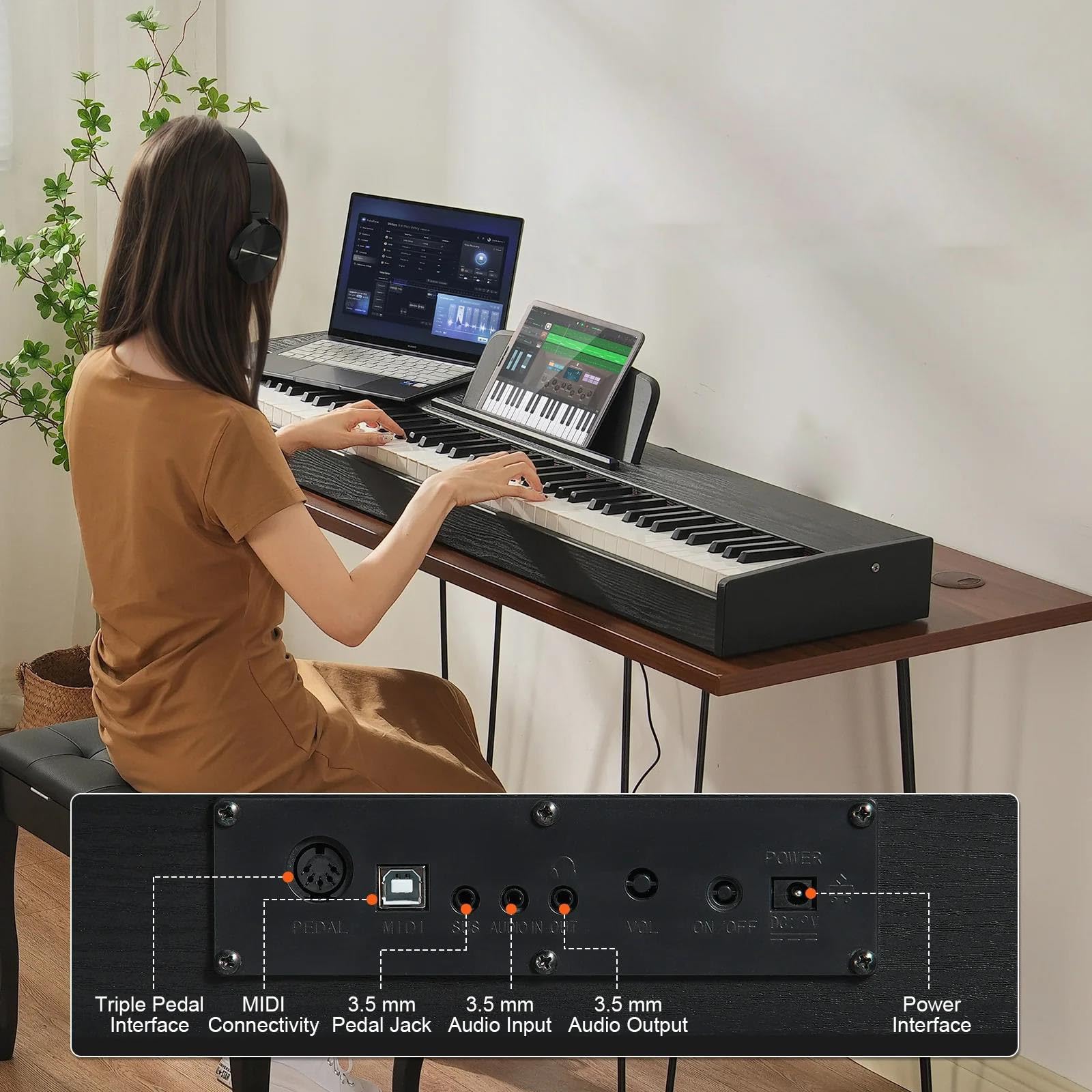 Pianino Elektroniczne 88 Klawiszowa W Pełni Ważona Klawiatura Pianina Elektrycznego I Głośniki 200 Tonów Rytmicznych(Type2)