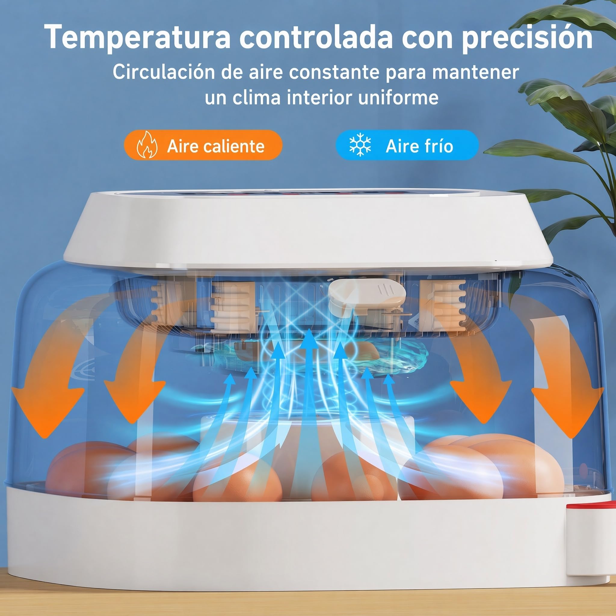 Sailnovo incubadora automática para 12 huevos, 4 modos para aves, con volteo automático, control de temperatura y alarma de humedad, incubadora para huevos de gallina, pato y codorniz (Azul)