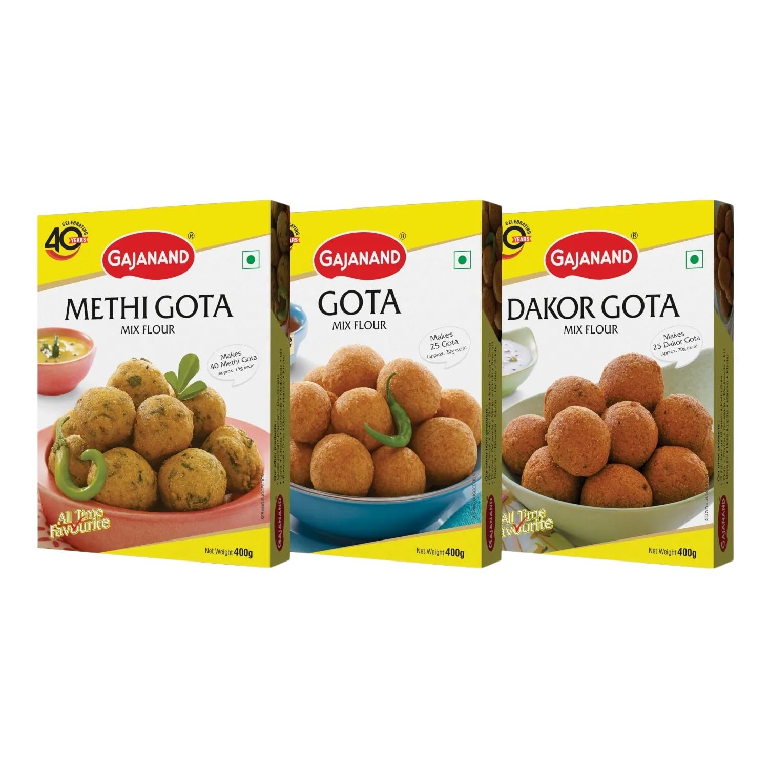 GAJANAND Instant Mix Combo - Dakor Gota Mix Flour 400 gm & Methi Gota Mix Flour 400 gm & Gota Mix Flour 400 gm | Ready to Cook, Easy to Make Healthy & Tasty Breakfast | Gujarati Snacks Food | Pack Of 3 (B0CTKN8JC3) Amazon Price History, Amazon Price Tracker