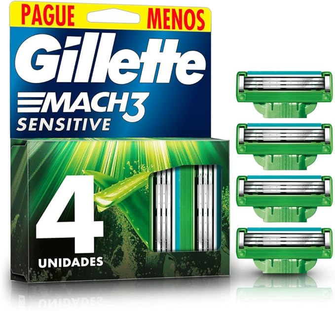 Gillette Carga Para Aparelho De Barbear Mach3 Sensitive 4 Unidades Menor preço em Gillette Carga Para Aparelho De Barbear Mach3 Sensitive 4 Unidades