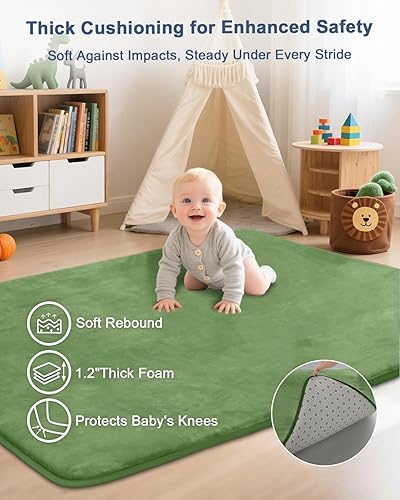 Miniatura 2 de Tapete grueso de juego para bebé, tapete de espuma acolchada de 50 x 50 pulgadas, soporte ultra suave y alfombra de felpa para guardería,