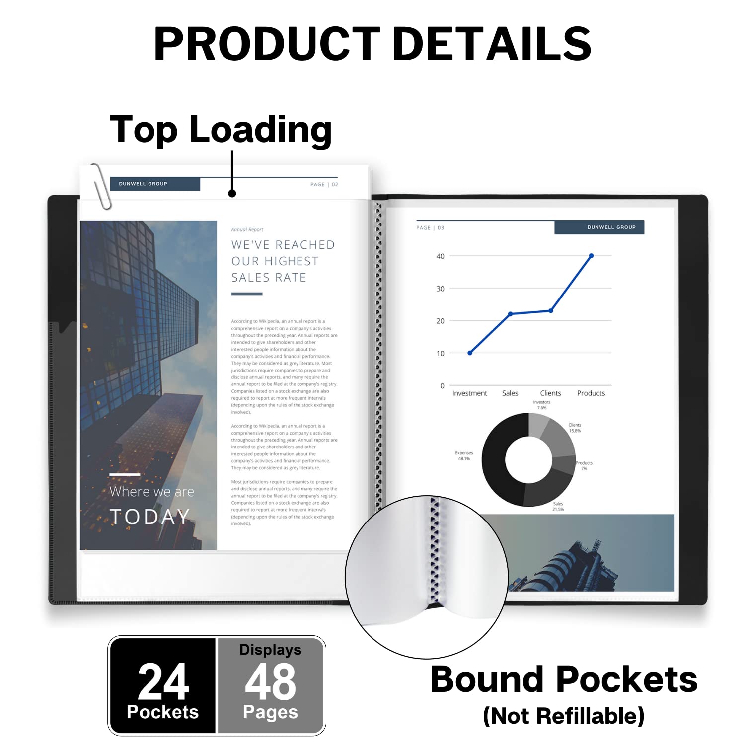 Dunwell Art Portfolio Binder 9x12 Presentation Folder 9 x 12 (Black