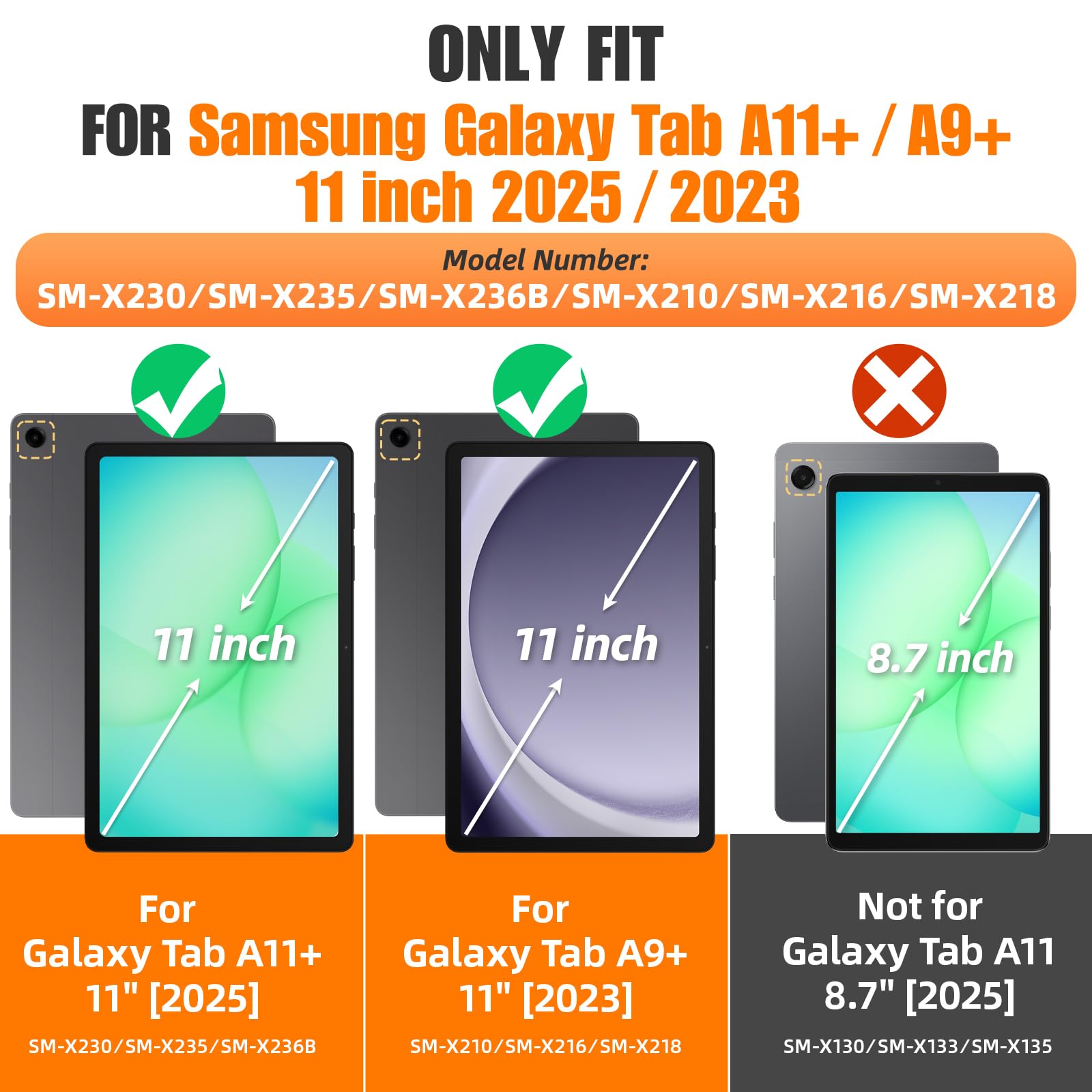SEYMAC stock Coque pour Samsung Galaxy Tab A11+ Plus 11'' 2025/ A9+ Plus 11'' 2023, Coque Antichoc avec Protecteur D'écran Porte-Stylo [Dragonne Rotative à 360] et Support, Noir