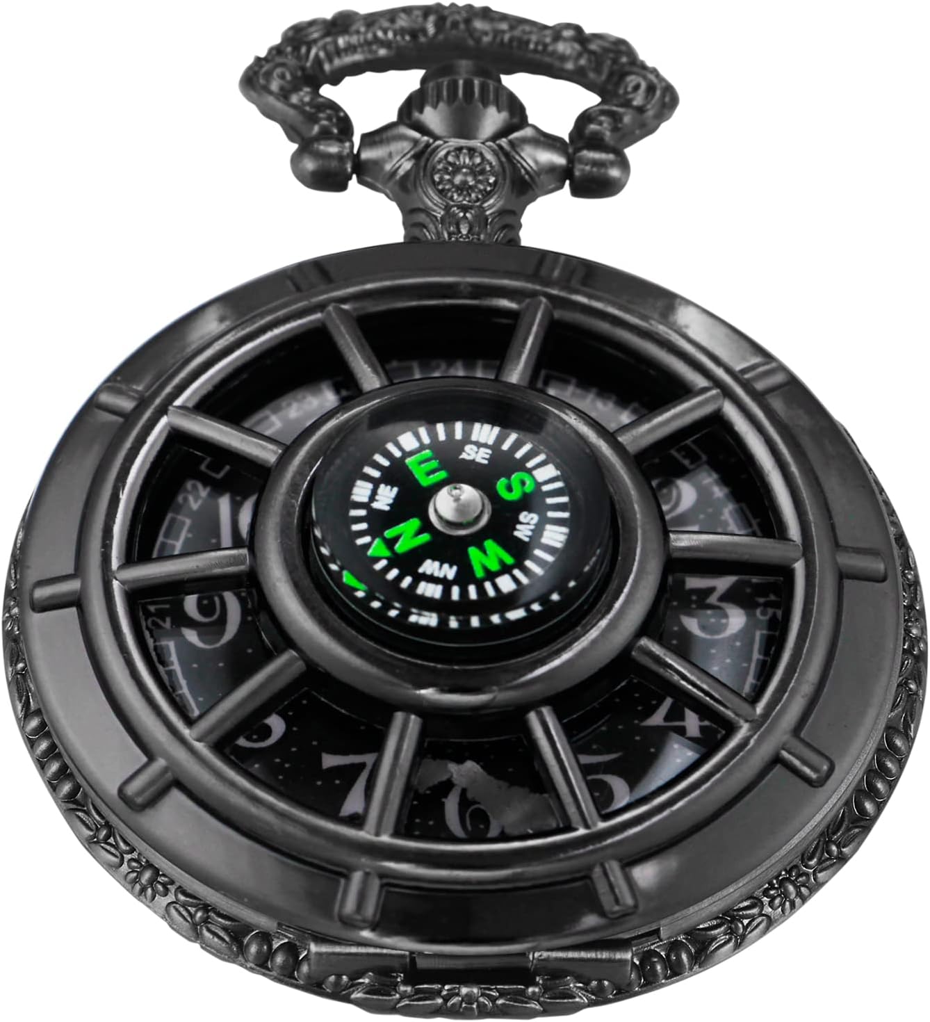Men's Pocket Watch, Arabic Digital Dial Pocket Watches with Chain for Men