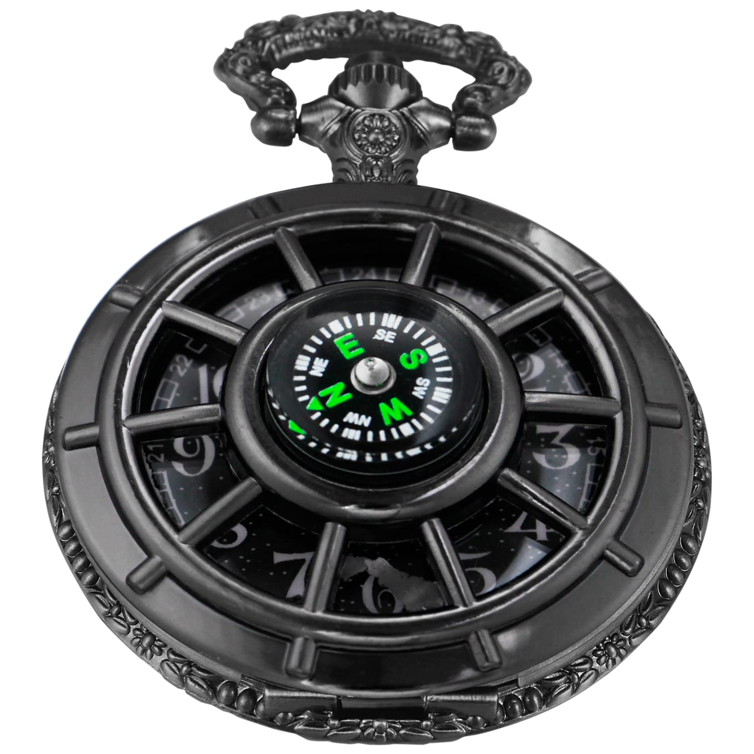 Men's Pocket Watch, Arabic Digital Dial Pocket Watches with Chain for Men