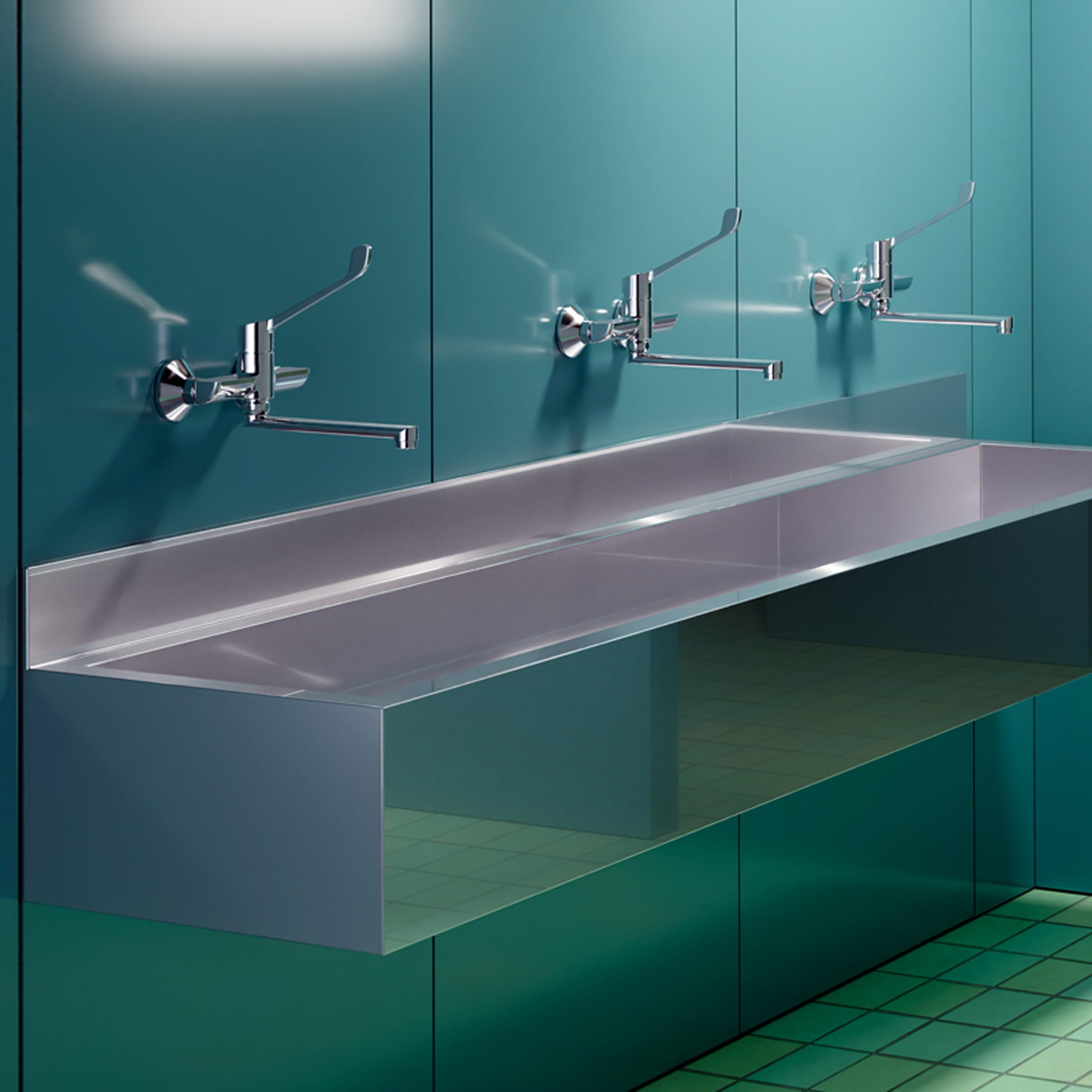 Medizinische Hygienearmatur Waschtischarmatur Wandarmatur Waschbecken Wasserhahn mit langem Hebel, Arztgriff zur Ellenbogen Bedienung, für Klinik, Arztpraxis und Werkstatt