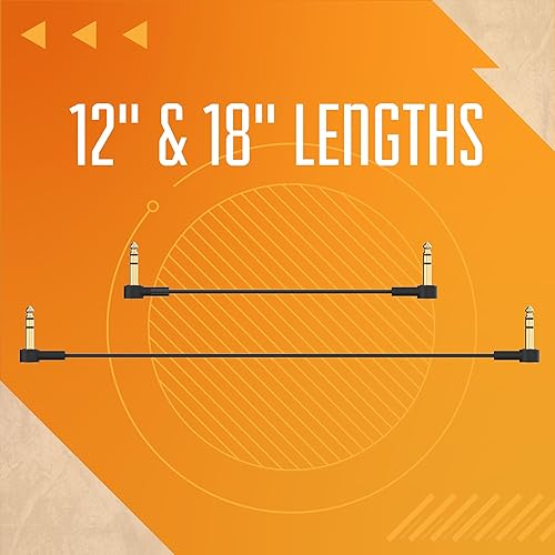 Miniatura 8 de Rock Stock Cables de conexión planos TRS estéreo de 1/4 pulgadas, ultrafinos, ángulo recto, perfil bajo, chapado en oro, blindaje trenzado, maximiza