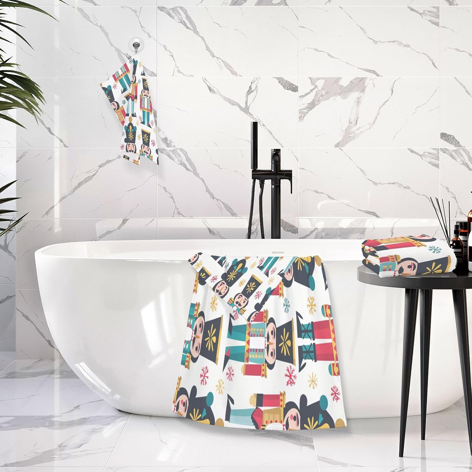 Hand Towels Premium Soft and Highly Absorbent Cartoon Christmas Nutcracke 2 Pcs Towels for Bathroom Set 100% Cotton Decorative Face Towels