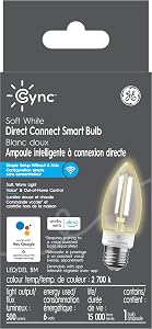 Cync Soft White Direct Connect Smart Bulb (LED Decorative Medium Base Bulb), 60W Replacement, Bluetooth/WiFi Enabled, Works with Alexa, Google Assistant Without Hub, Pack of 1