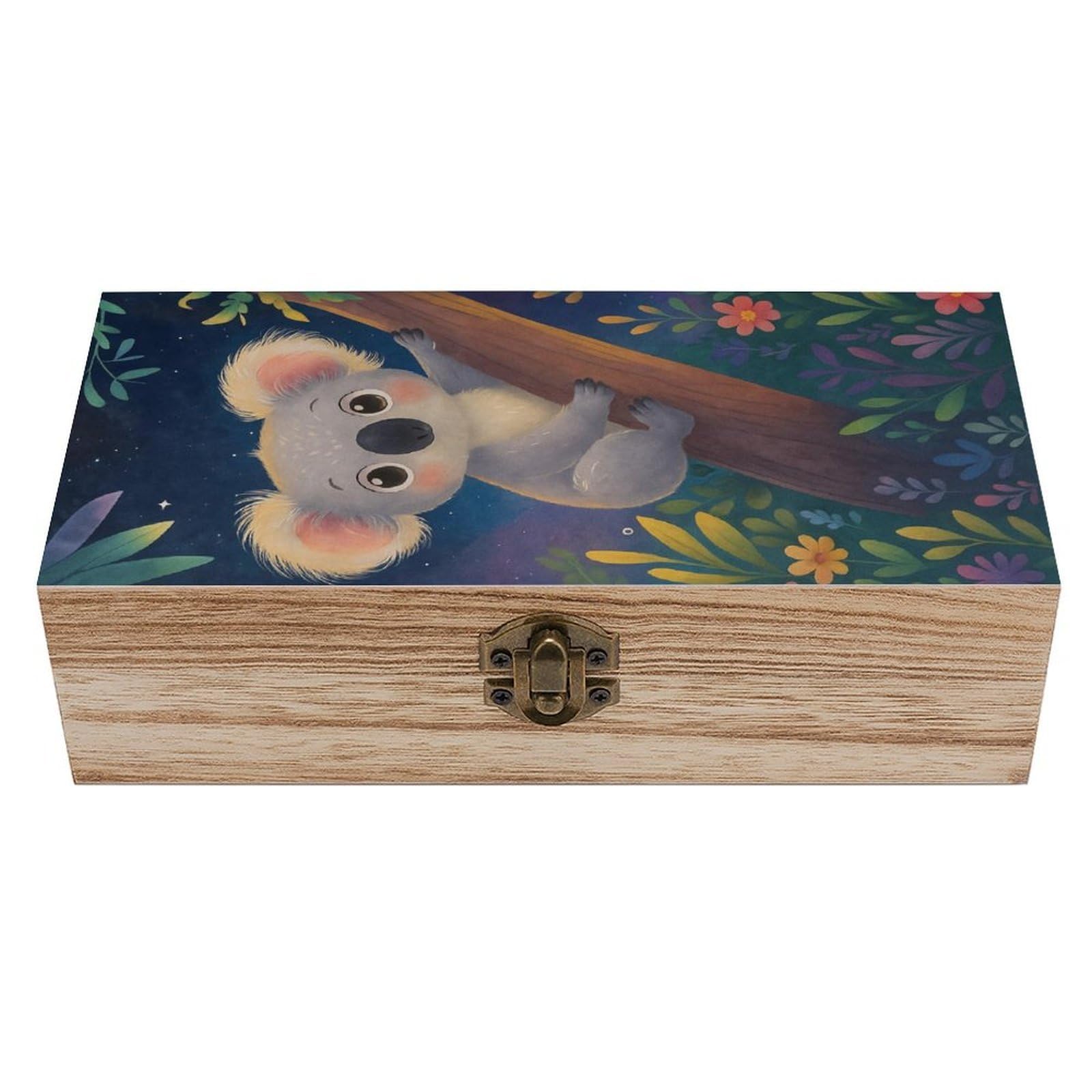 HLBSDM Adorable Koala on Branch at Starry Wooden Storage Vintage Keepsake Decorative Boxs