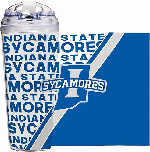 Miniatura 90 de Rico Industries NCAA - Vaso de acrílico estándar de 24 onzas con tapa con bisagras, vaso de doble pared con licencia oficial y popote