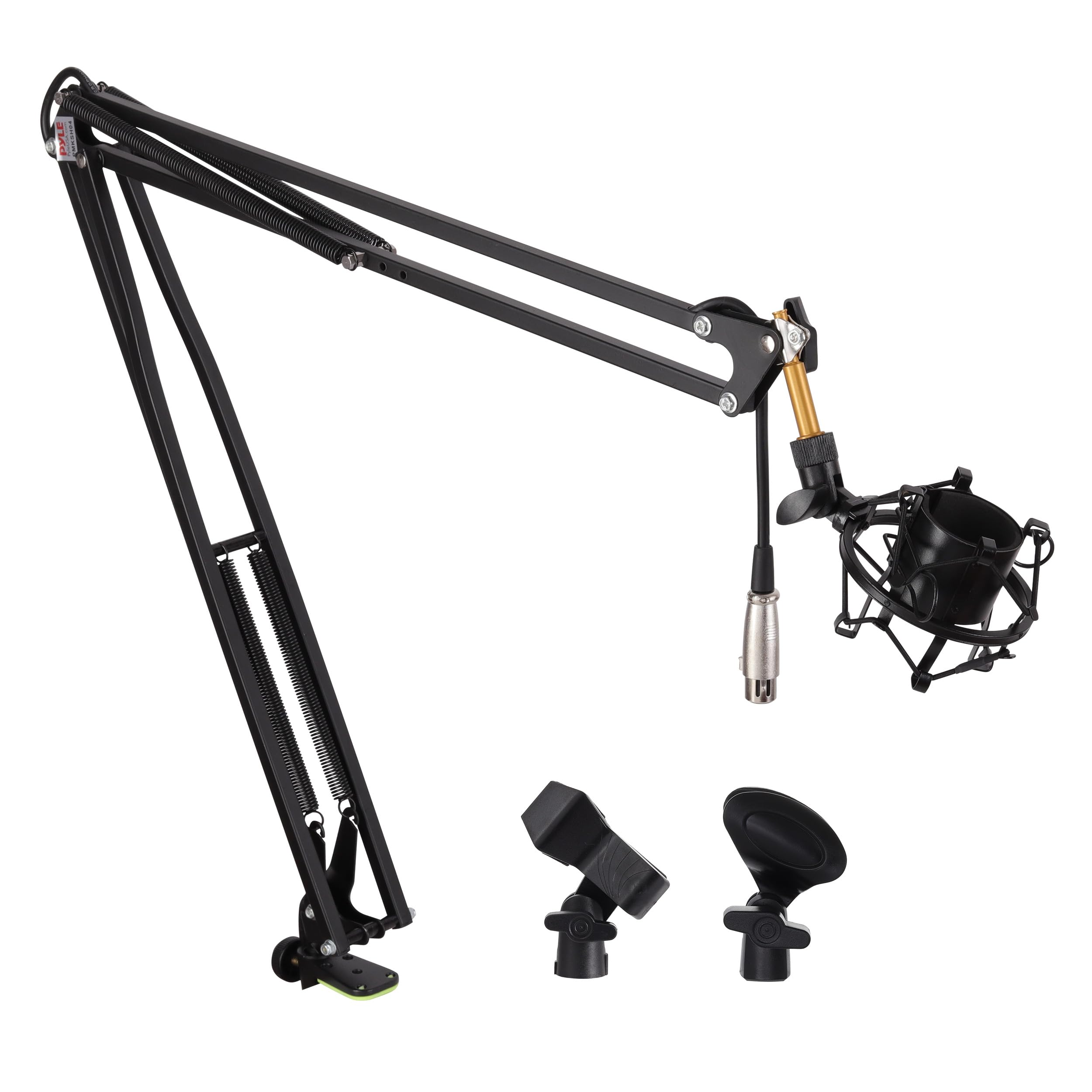 Pyle Support Microphone Boom Suspension Pro – Support Microphone à Ressort, Bras Flexion avec Shock Mount, Inclinaison et Extension Réglables, Parfait pour Podcasts, Streaming, DJ, Extensible