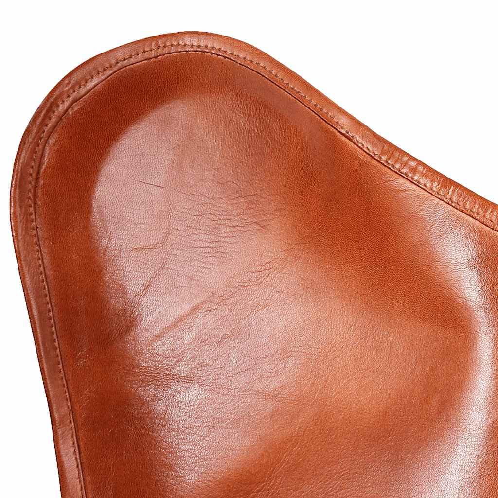 vidaXL Chaise Papillon Cuir Véritable Marron Fauteuil Salon Chambre Maison