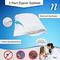 Vista 2 de National Allergy Premium 100% Cotton Zippered Pillow Protector - Queen Size - White - 4 Pack - 300 Thread Count - Hypoallergenic Bed Pillowcase with