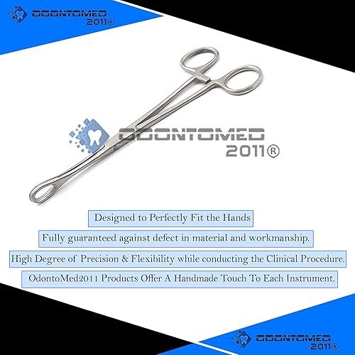 Miniatura 4 de OdontoMed2011® 6 "Mini esponja cuerpo piercing fórceps foerster esponja fórceps bloqueo abrazadera puntas dentadas recto acero inoxidable plateado