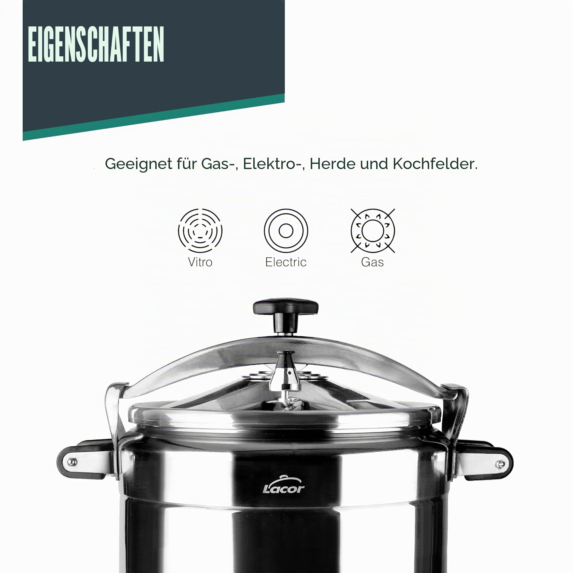 LACOR SCHNELLKOCHTOPF 22 L PRO-Classic, Aluminium, Grey, 34 cm, Lacor_20522