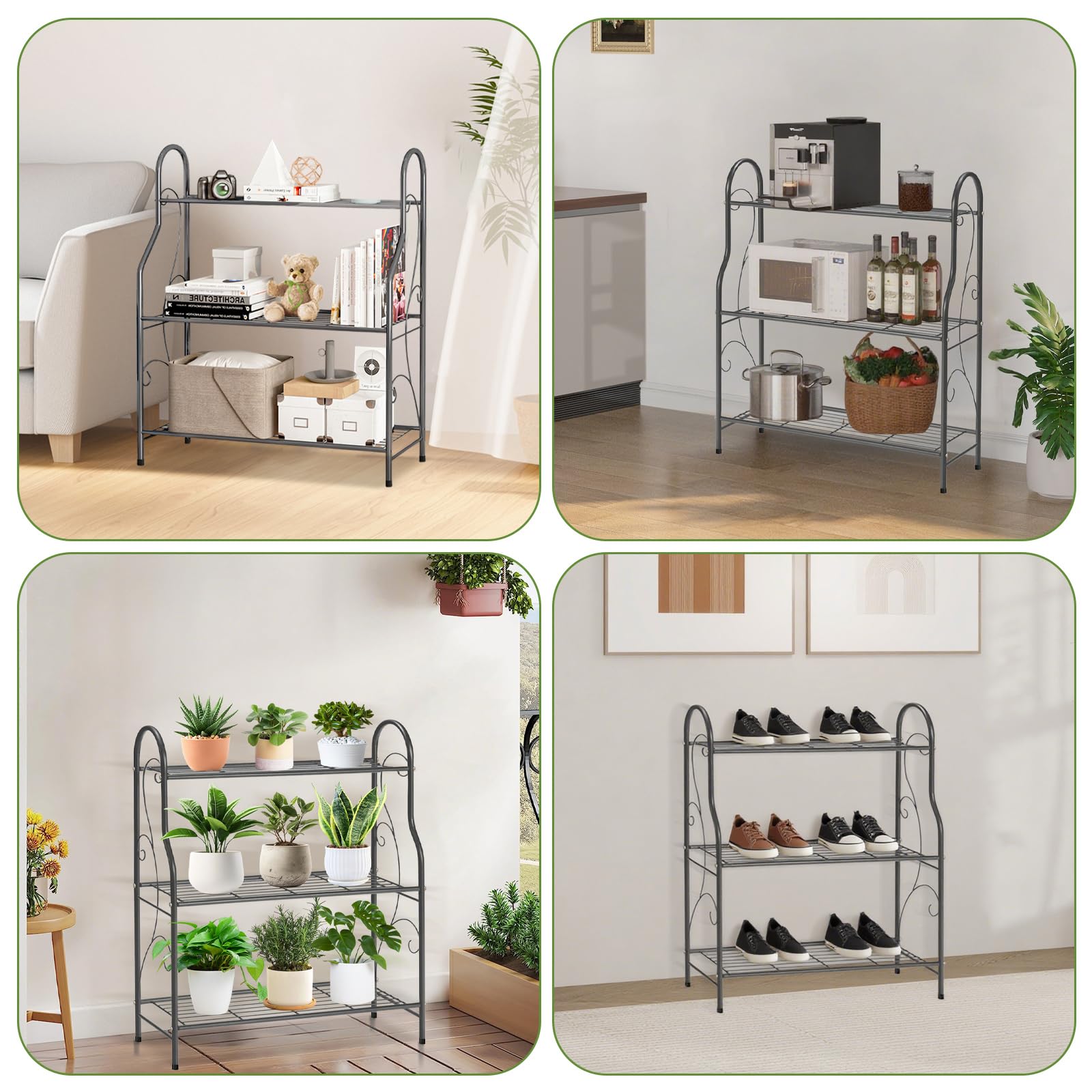 Support pour plantes à 3 niveaux, étagère échelle en métal pour plantes d'intérieur et d'extérieur, étagère étanche pour le salon, le balcon, le jardin