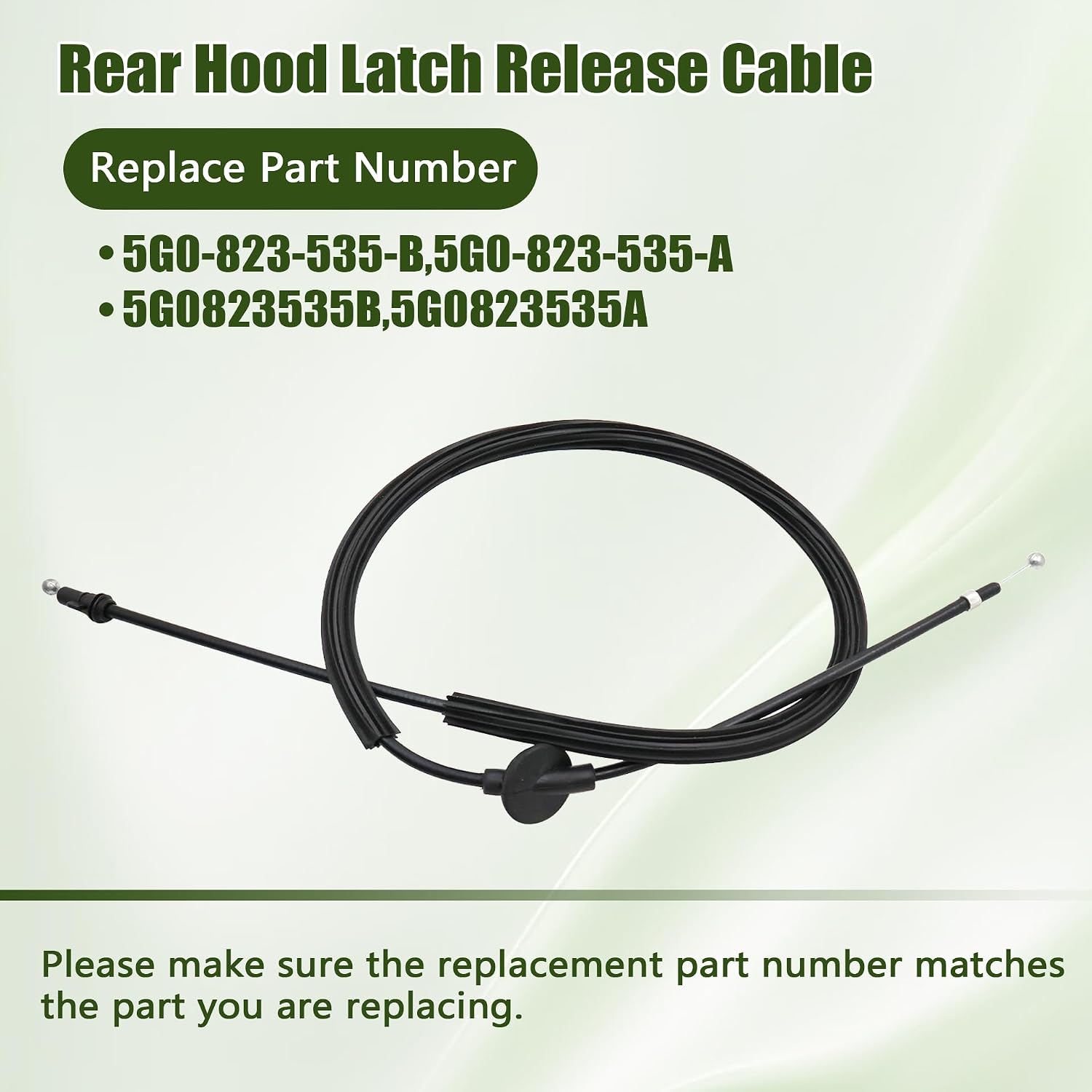 GXARTS Rear Hood Latch Release Cable 5G0823535B Compatible With Volkswagen Golf MK7/8 Passat SportWagen Alltrack GTI 2015-2021 Cable Hood Control Cable Hood Latch Release Cable Line Lock Wire
